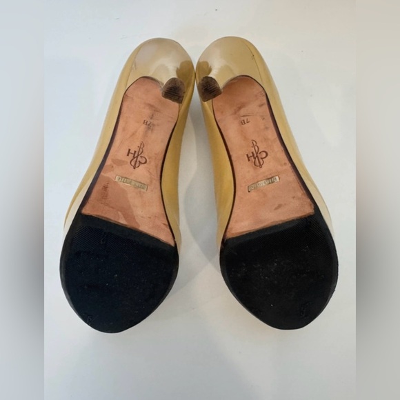 Cole Haan Yellow Patent Leather Peep Toe Heels Size 7 - Picture 7 of 8